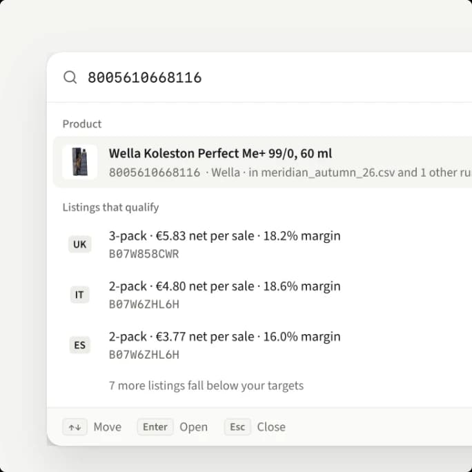The search palette, opened from anywhere with Command K.