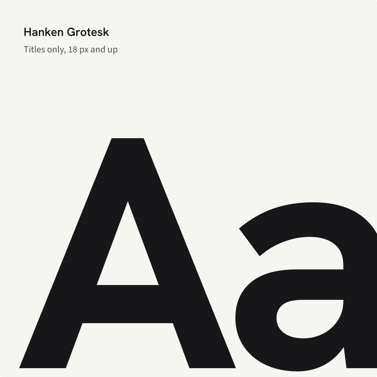 Hanken Grotesk Bold specimen: a large Aa.