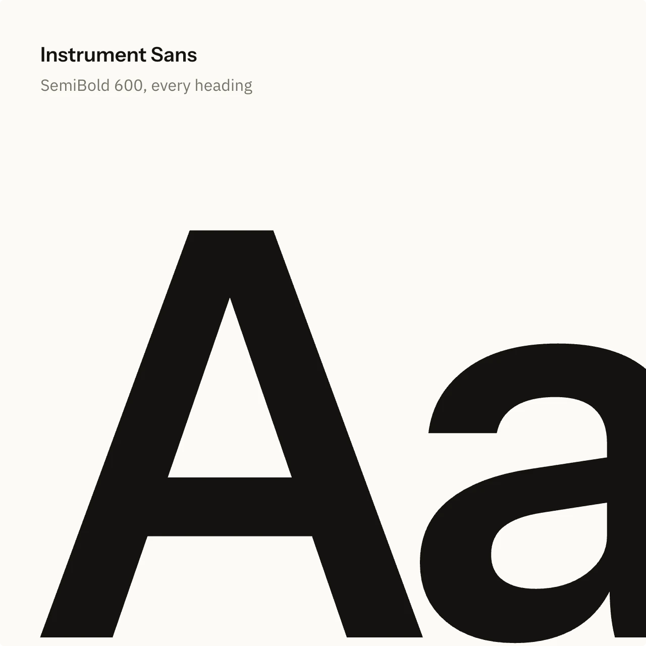 Instrument Sans SemiBold specimen: a large Aa.